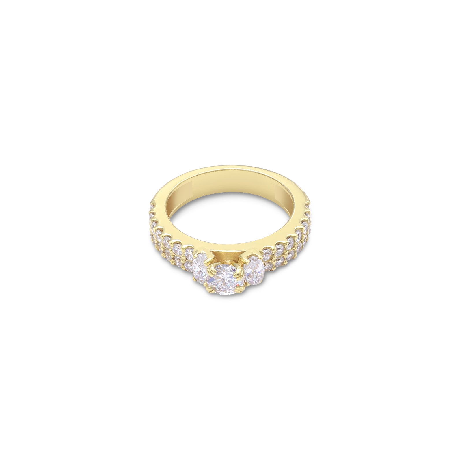 Silver Rings - Pure Silver gold plated Ring &#8211; Plain Round Delight With Rich Stones