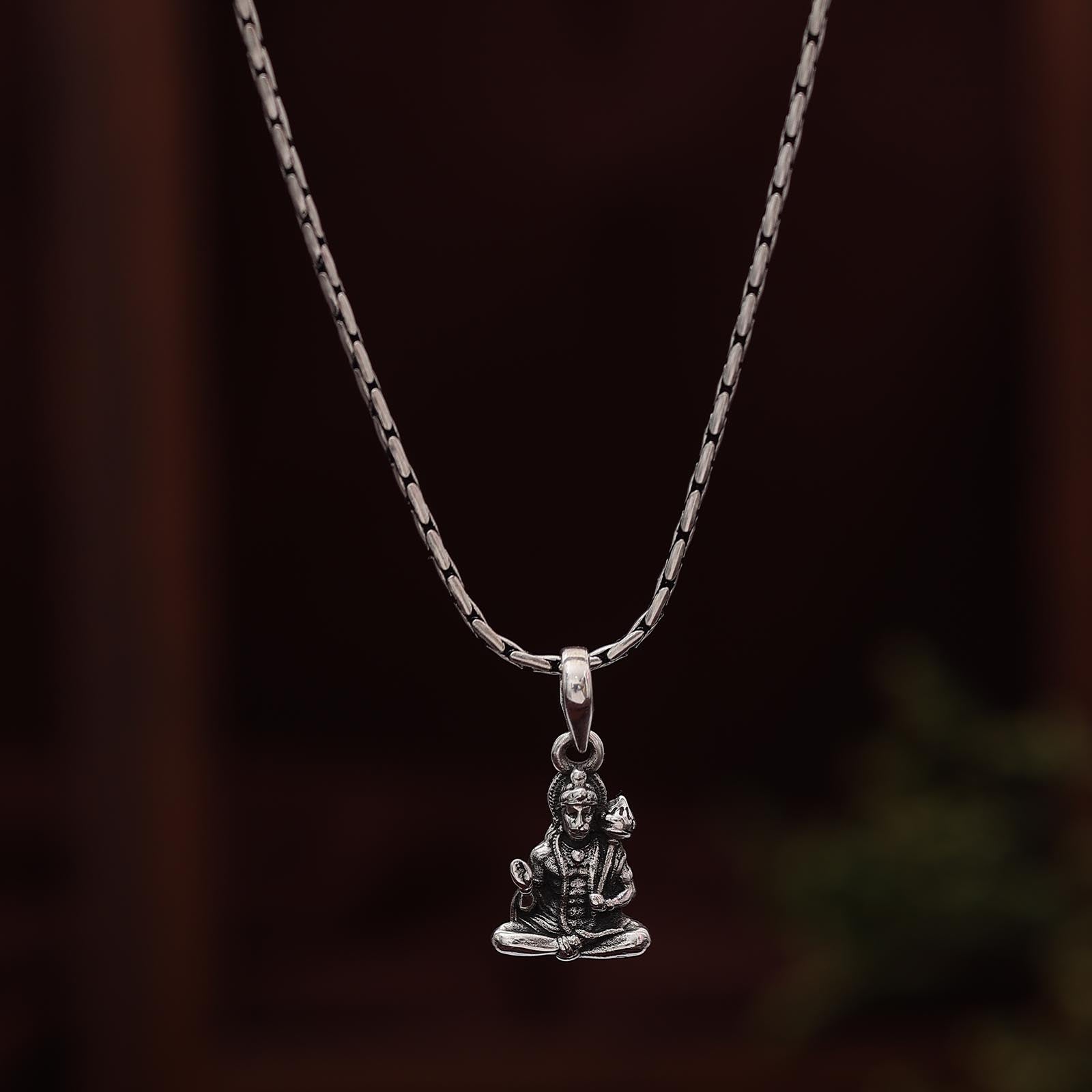 Spiritual Pendant - Pure Silver Hanuman locket &#8211; Hanuman Oxidized Silver Locket