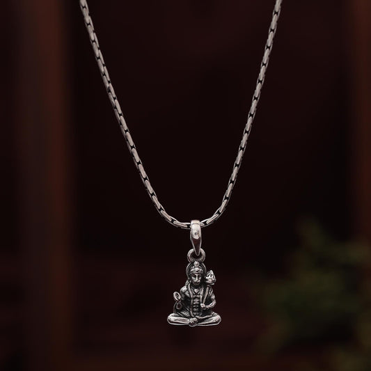 Spiritual Pendant - Pure Silver Hanuman locket &#8211; Hanuman Oxidized Silver Locket