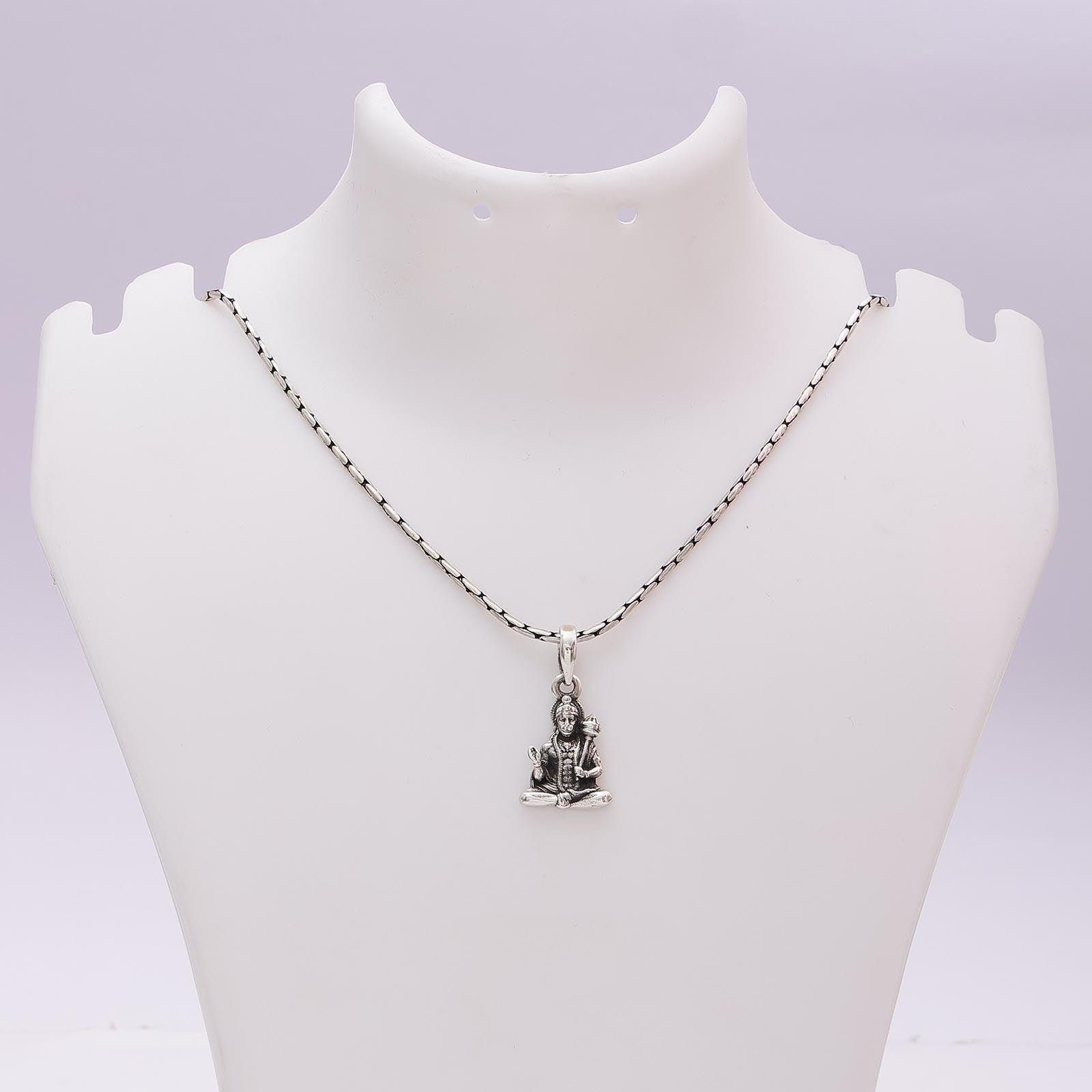 Spiritual Pendant - Pure Silver Hanuman locket &#8211; Hanuman Oxidized Silver Locket