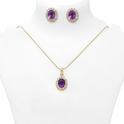 Uncategorized - Pure Silver Jewellery Set &#8211; Amethyst Oval Majesty