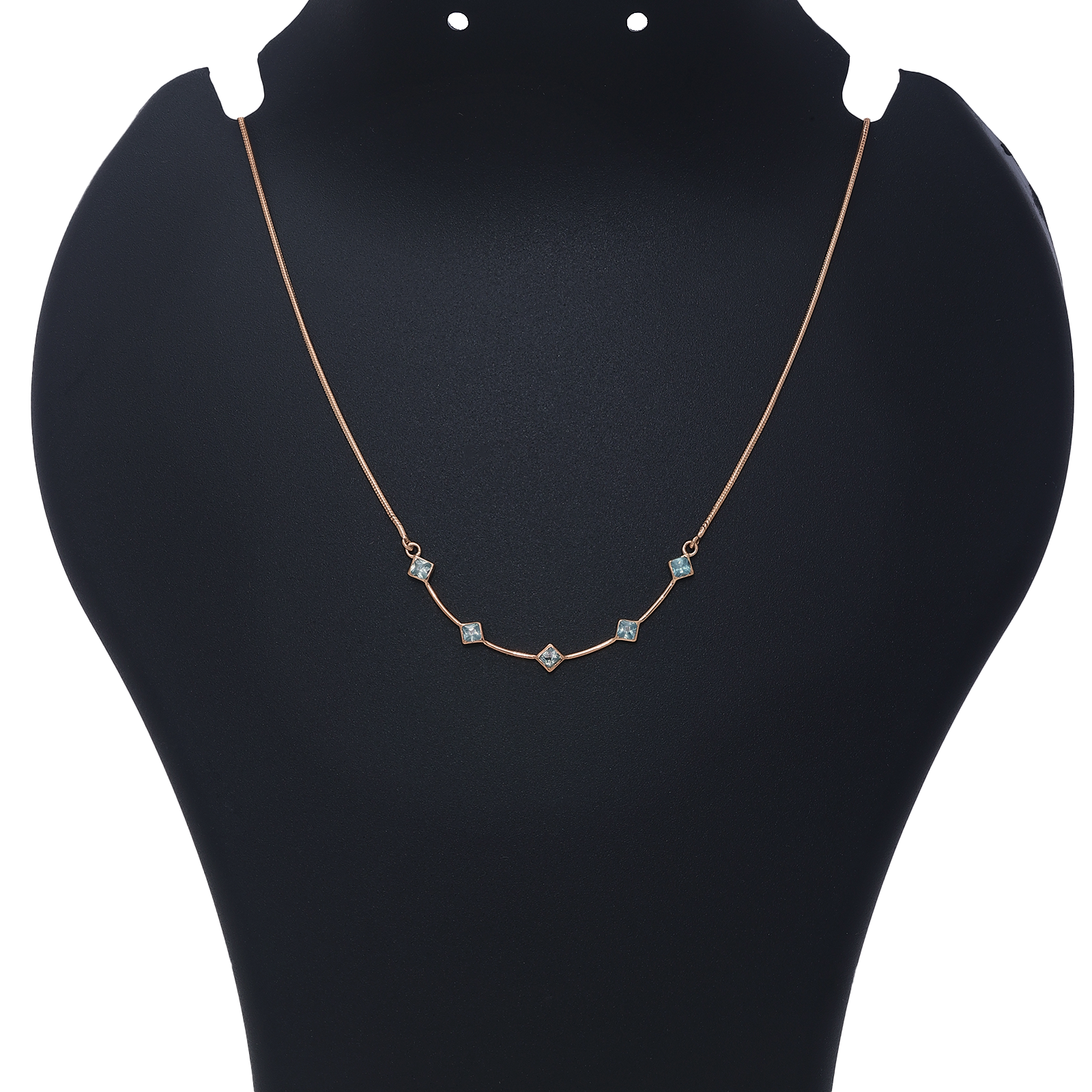 Uncategorized - Pure Silver Necklace &#8211; Blue Sapphires Luck in Rose Gold
