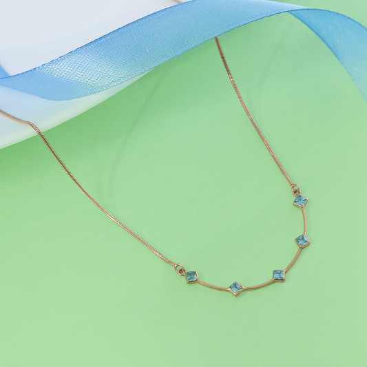 Uncategorized - Pure Silver Necklace &#8211; Blue Sapphires Luck in Rose Gold