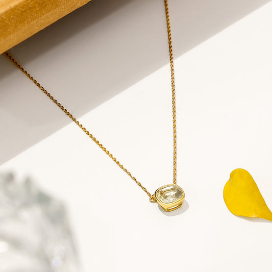 Uncategorized - Pure Silver Necklace &#8211; CZ Gold-plated Pendant Necklace