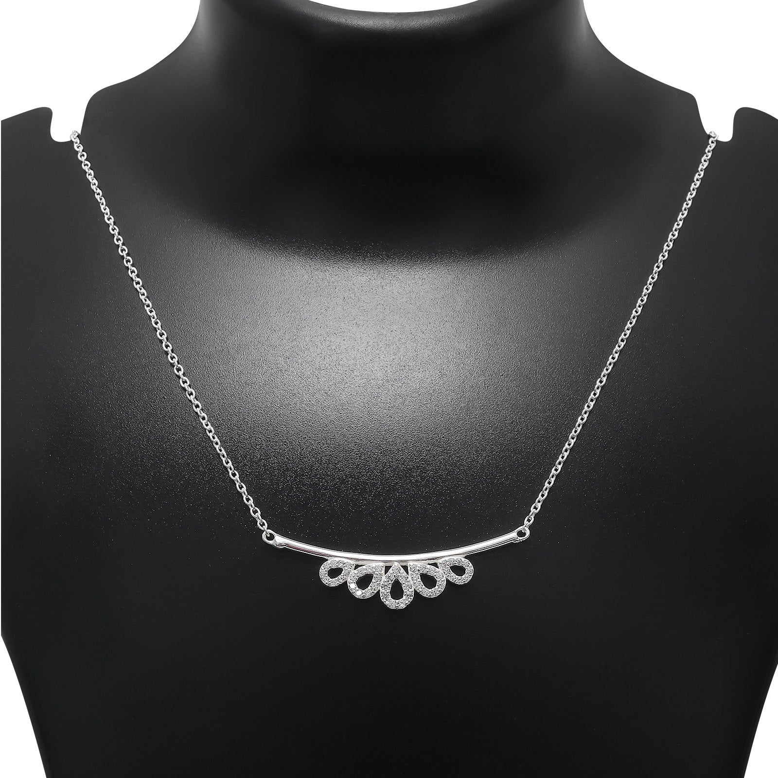 Uncategorized - Pure Silver Necklace &#8211; Dew Drop Cubic Zirconia Pendant Necklace