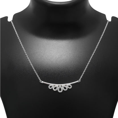 Uncategorized - Pure Silver Necklace &#8211; Dew Drop Cubic Zirconia Pendant Necklace