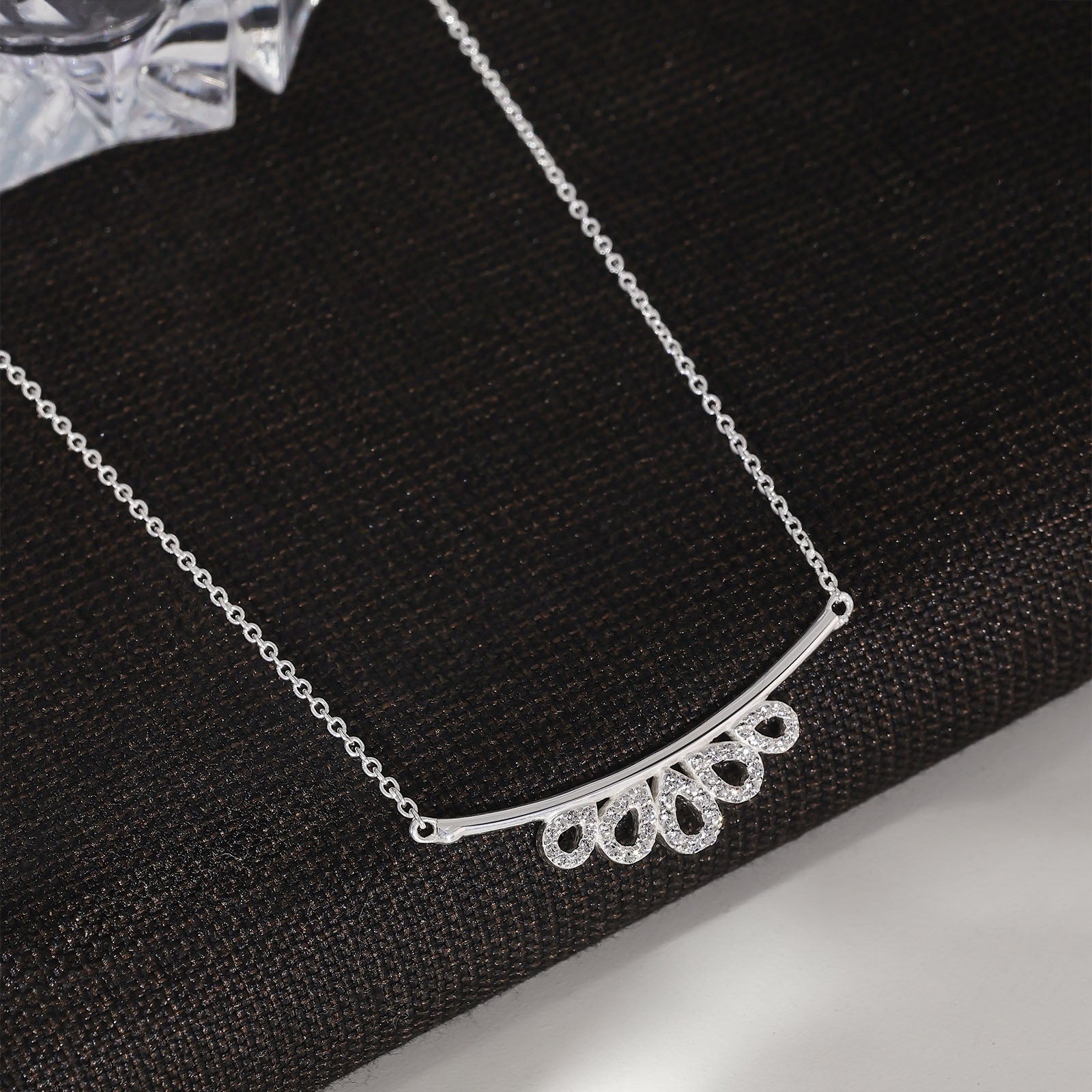 Uncategorized - Pure Silver Necklace &#8211; Dew Drop Cubic Zirconia Pendant Necklace