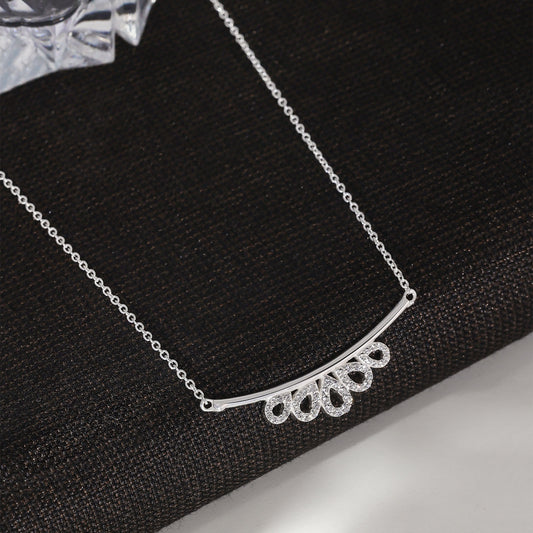Uncategorized - Pure Silver Necklace &#8211; Dew Drop Cubic Zirconia Pendant Necklace
