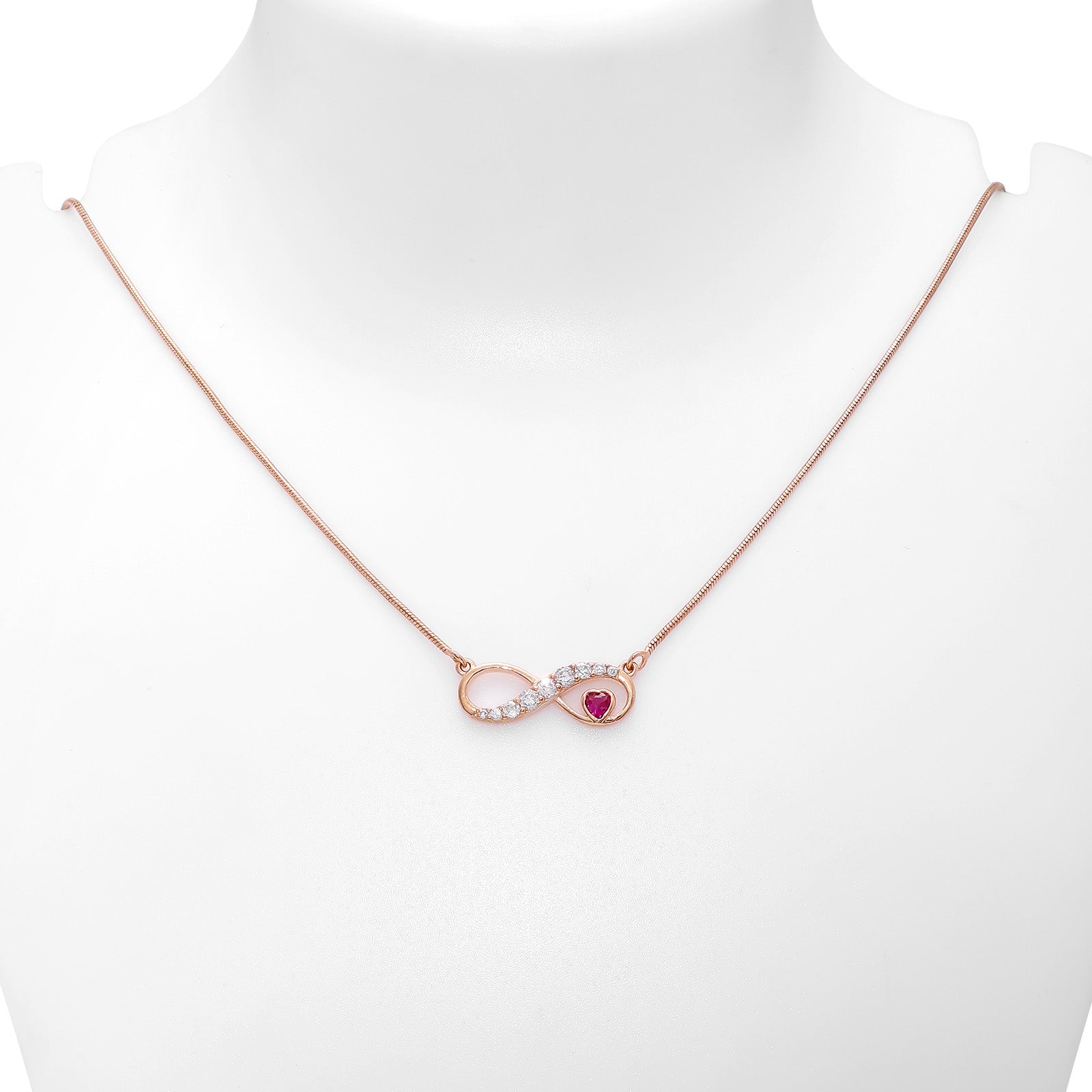 Uncategorized - Pure Silver Necklace &#8211; Eternal Blush of Ruby Heart