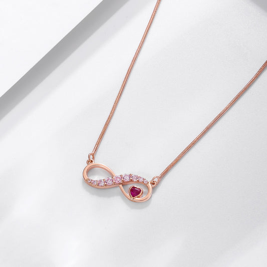 Uncategorized - Pure Silver Necklace &#8211; Eternal Blush of Ruby Heart