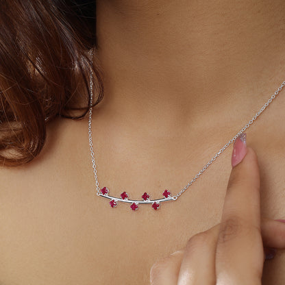 Silver Necklaces - Pure Silver Necklace &#8211; Glistening Pink Ruby Pendant Necklace