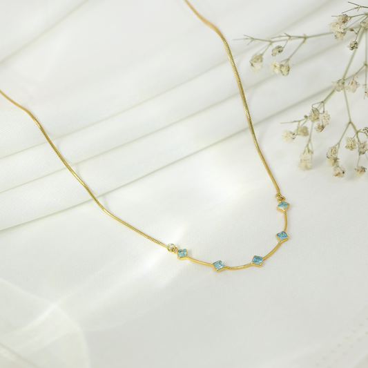 Uncategorized - Pure Silver Necklace &#8211; Golden Horizon With Enchanting Blue Sapphires