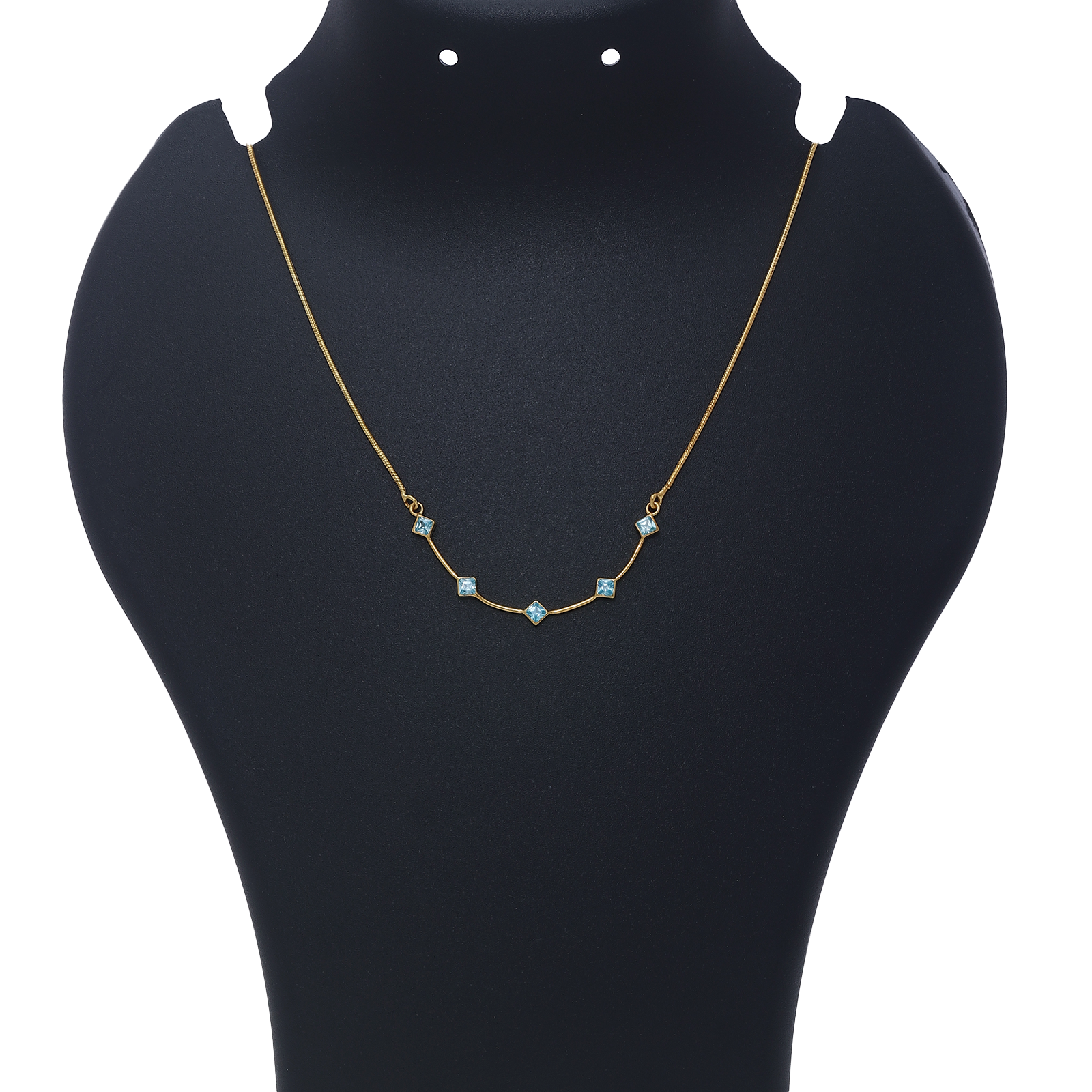 Uncategorized - Pure Silver Necklace &#8211; Golden Horizon With Enchanting Blue Sapphires