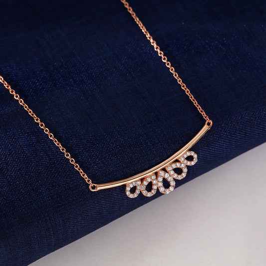 Classic Necklace - Pure Silver Necklace &#8211; Morning Dewdrops in Rose Gold Plating