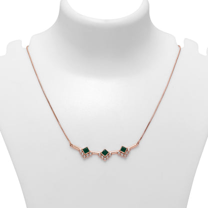 Silver Necklaces - Pure Silver Necklace &#8211; Rosegold Plated Emerald Triad Radiance