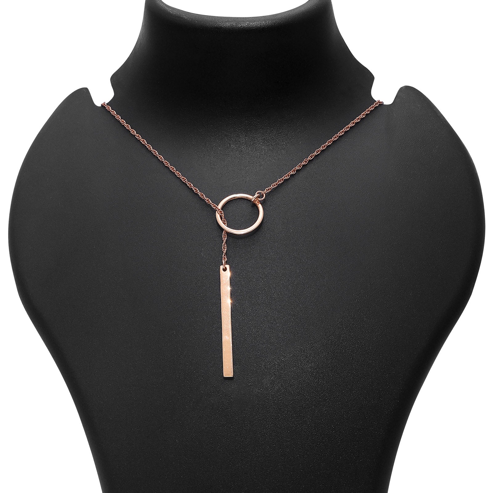 Silver Necklaces - Pure Silver Necklace &#8211; Rosy Pendant Ring Drop Necklace