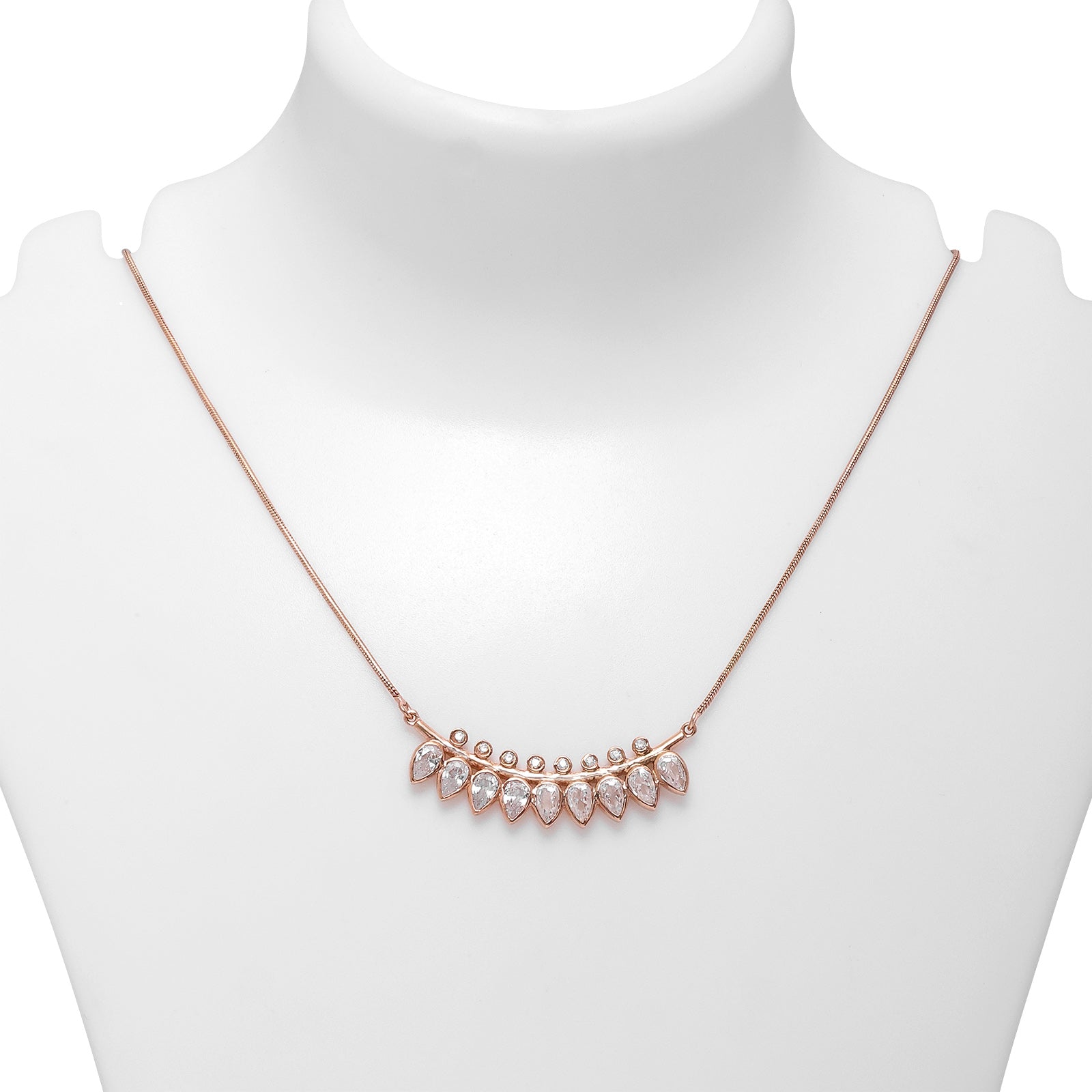 Silver Necklaces - Pure Silver Necklace &#8211; Rosy Vines of CZ Elegance
