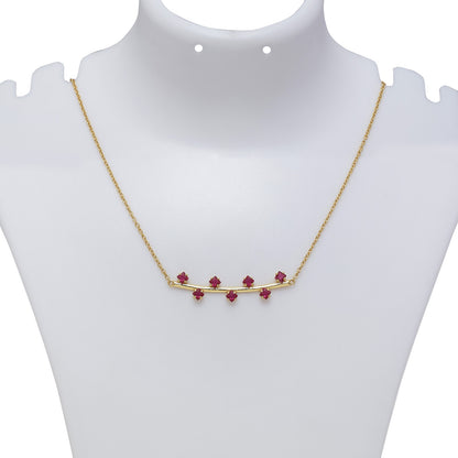 Uncategorized - Pure Silver Necklace &#8211; Twine of Red Rubies in Gold Plating