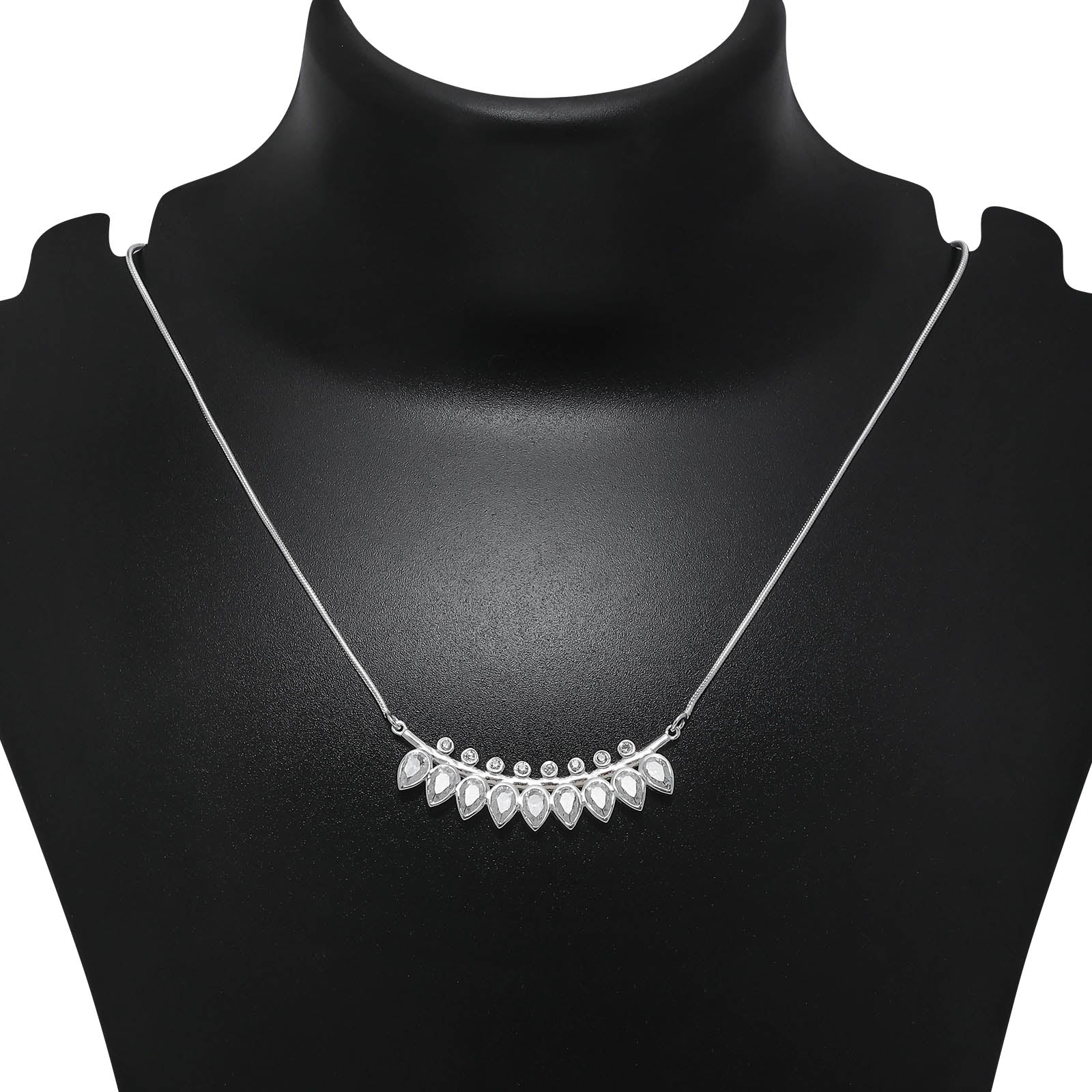 Silver Necklaces - Pure Silver Necklace &#8211; Whispers of White CZ Forest