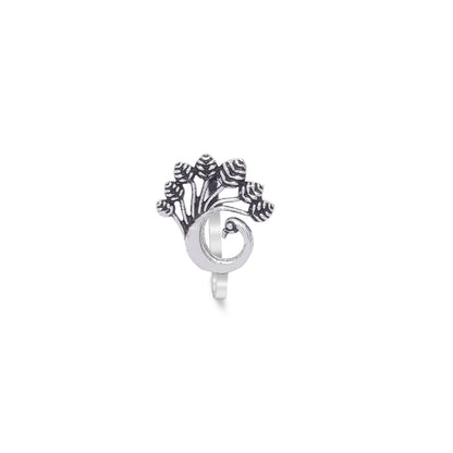 Uncategorized - Pure Silver Nose Ring &#8211; Majestic Plumage of Oxidised Peacock