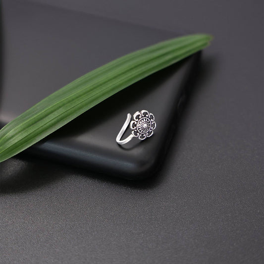 Uncategorized - Pure Silver Nose Ring &#8211; Whispers of Oxidized Filigree