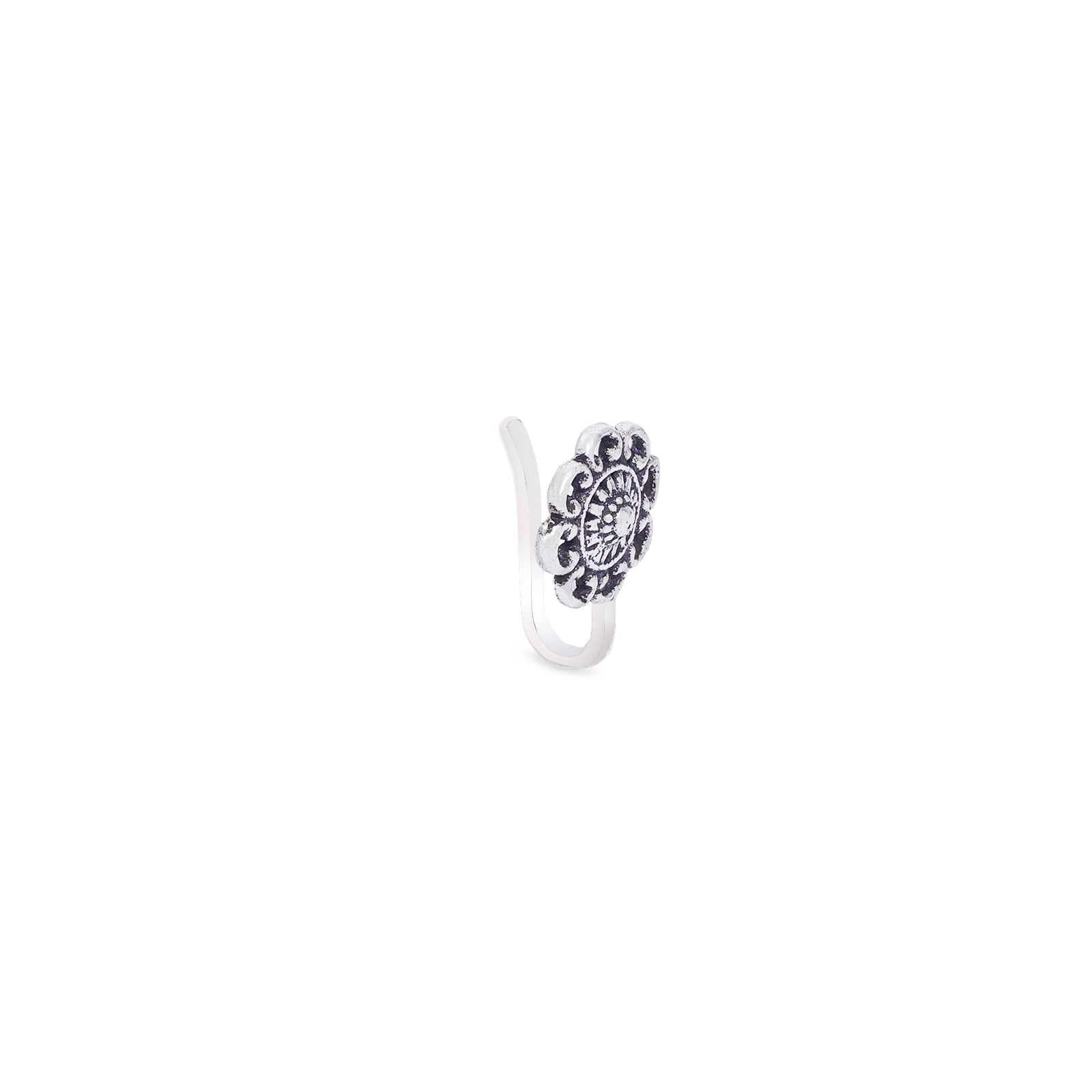 Uncategorized - Pure Silver Nose Ring &#8211; Whispers of Oxidized Filigree