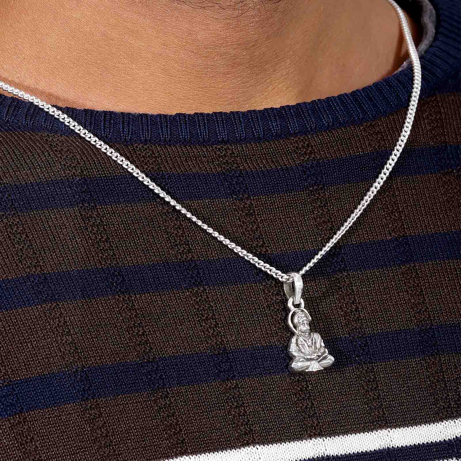 Spiritual Pendant - Pure Silver Pendant &#8211; Blessed With Lord Hanuman ji Charm