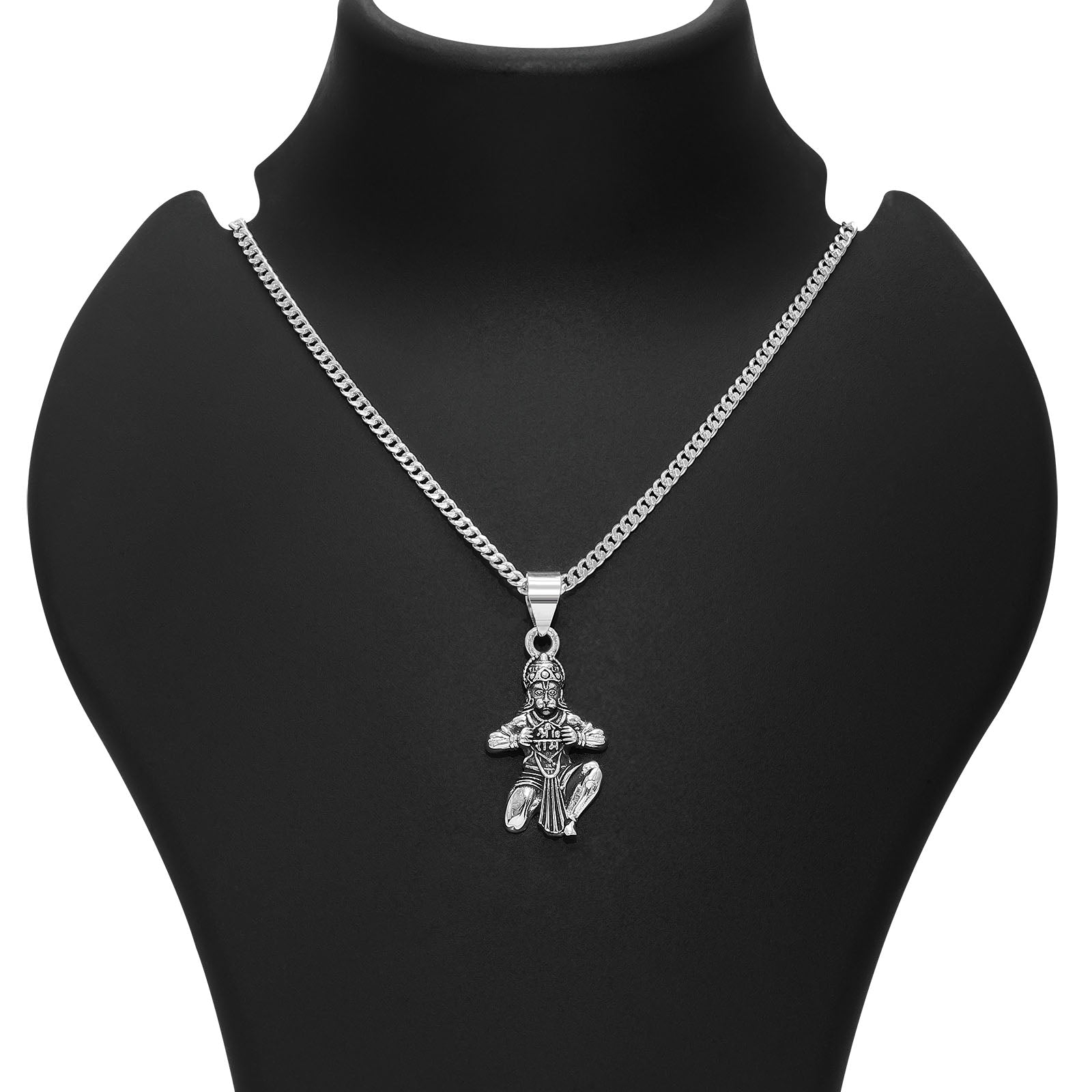 Silver Pendants - Pure Silver Pendant Chain &#8211; Veer Hanuman Ji Blessings