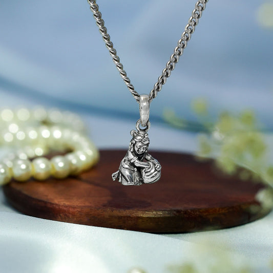 Silver Pendants - Pure Silver Pendant &#8211; Little Krishna&#8217;s Butter Charm