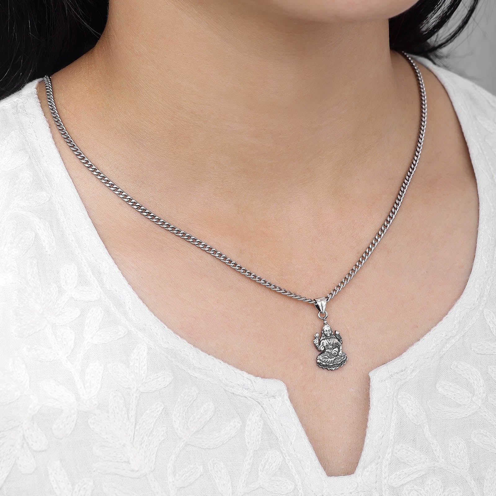 Silver Pendants - Pure Silver Pendant &#8211; Maa Lakshmi’s Eternal Grace