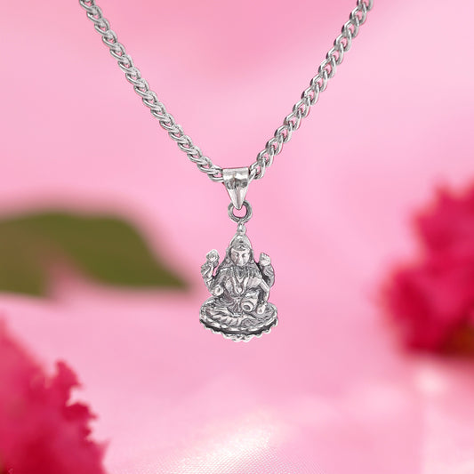 Spiritual Pendant - Pure Silver Pendant &#8211; Maa Lakshmi’s Eternal Grace
