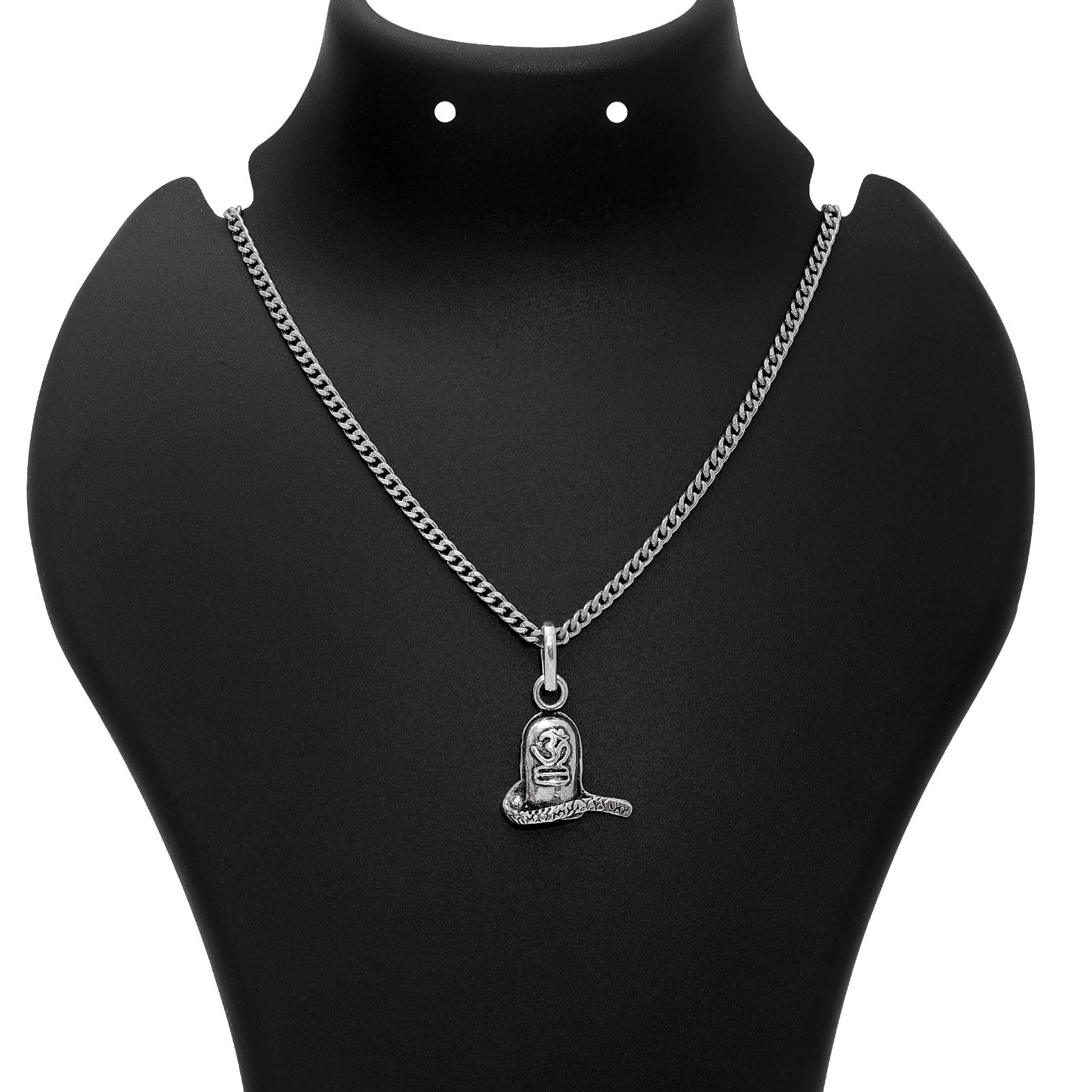 110 - Pure Silver Pendant &#8211; Om Infused Shiva Lingam