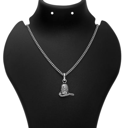 110 - Pure Silver Pendant &#8211; Om Infused Shiva Lingam