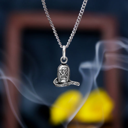 Silver Pendants - Pure Silver Pendant &#8211; Om Infused Shiva Lingam