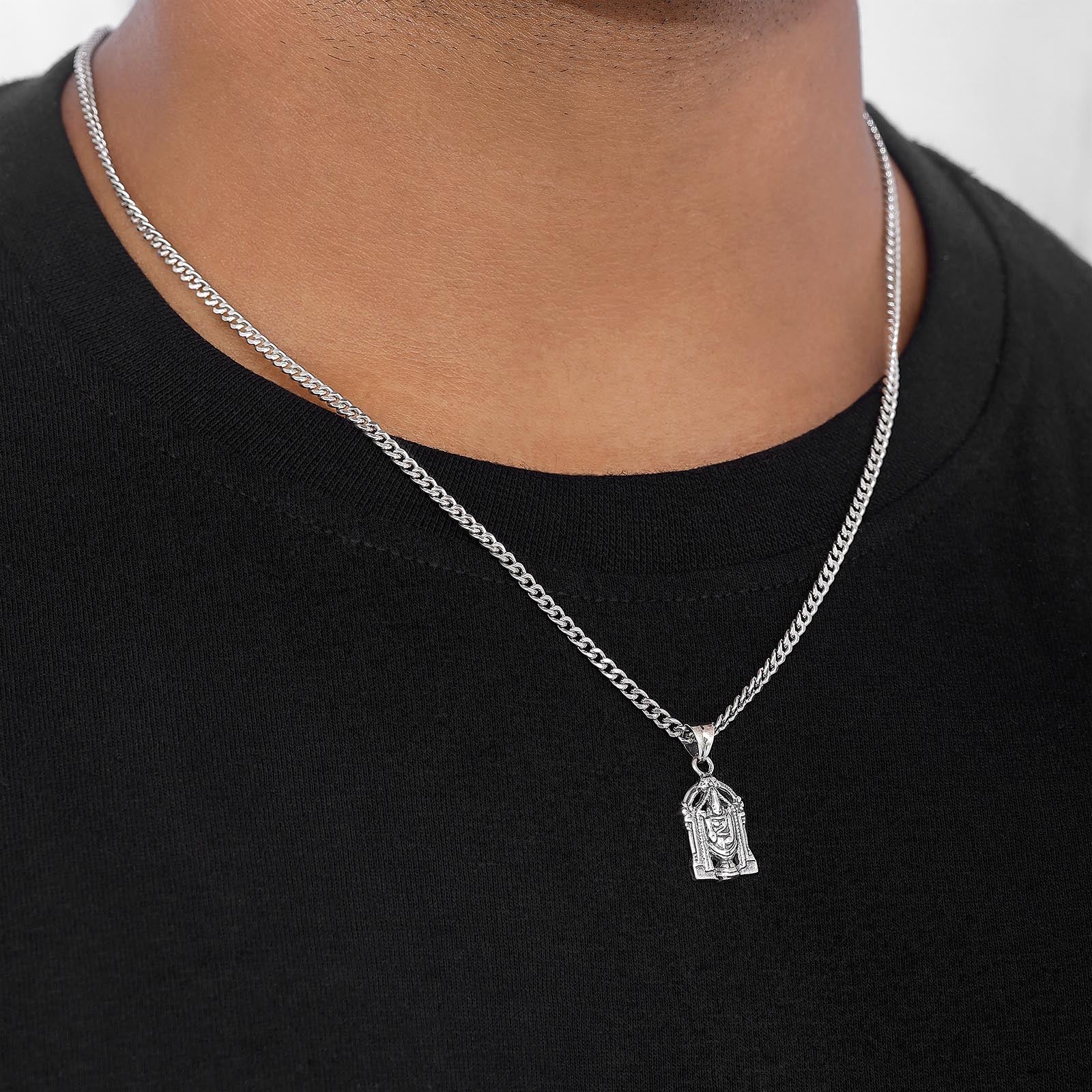 Silver Pendants - Pure Silver Pendant &#8211; Sacred Tirupati Balaji Blessing