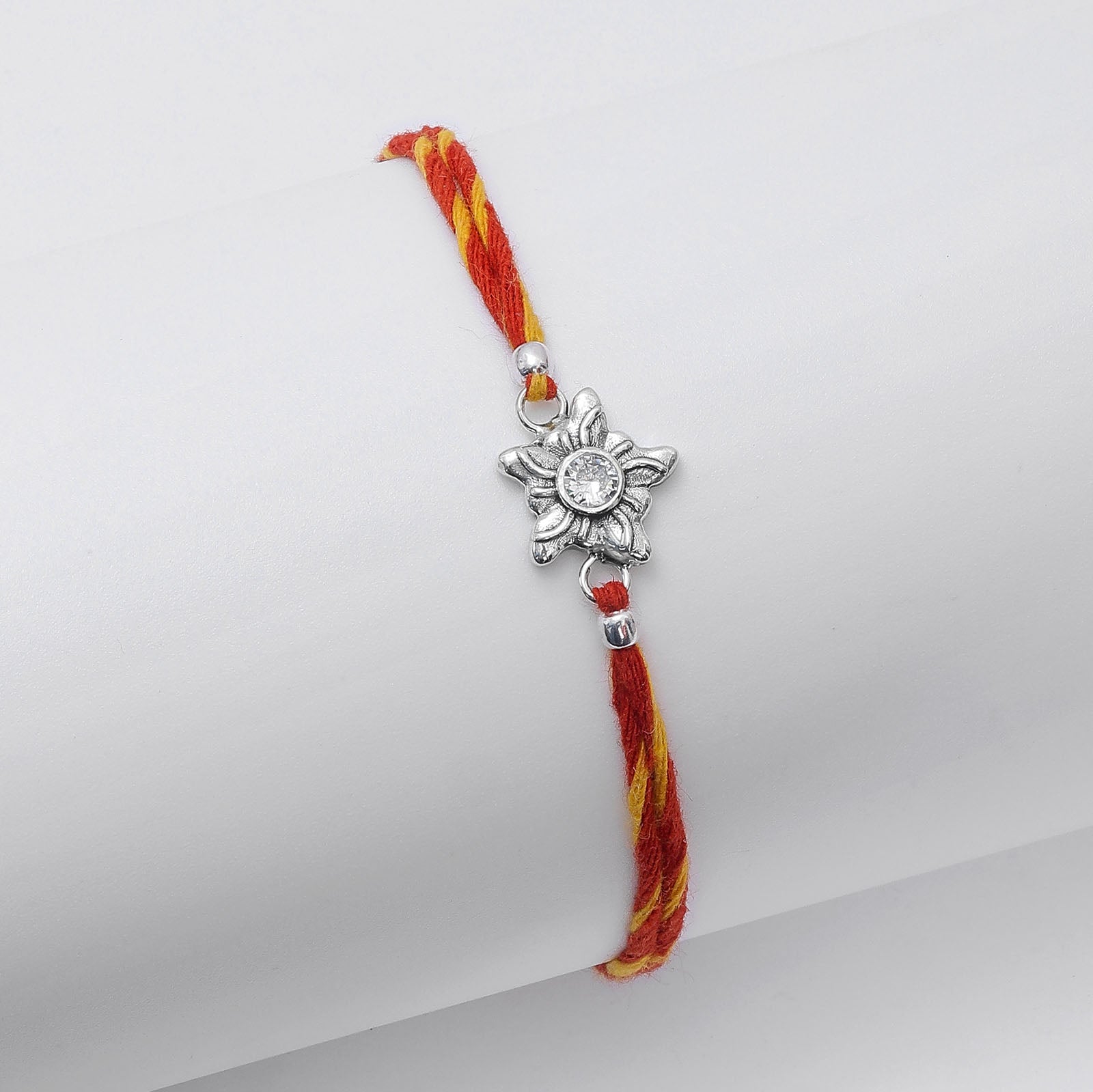Pure Silver Rakhi - Celestial Bloom of Floral Star - Tweov Jewels