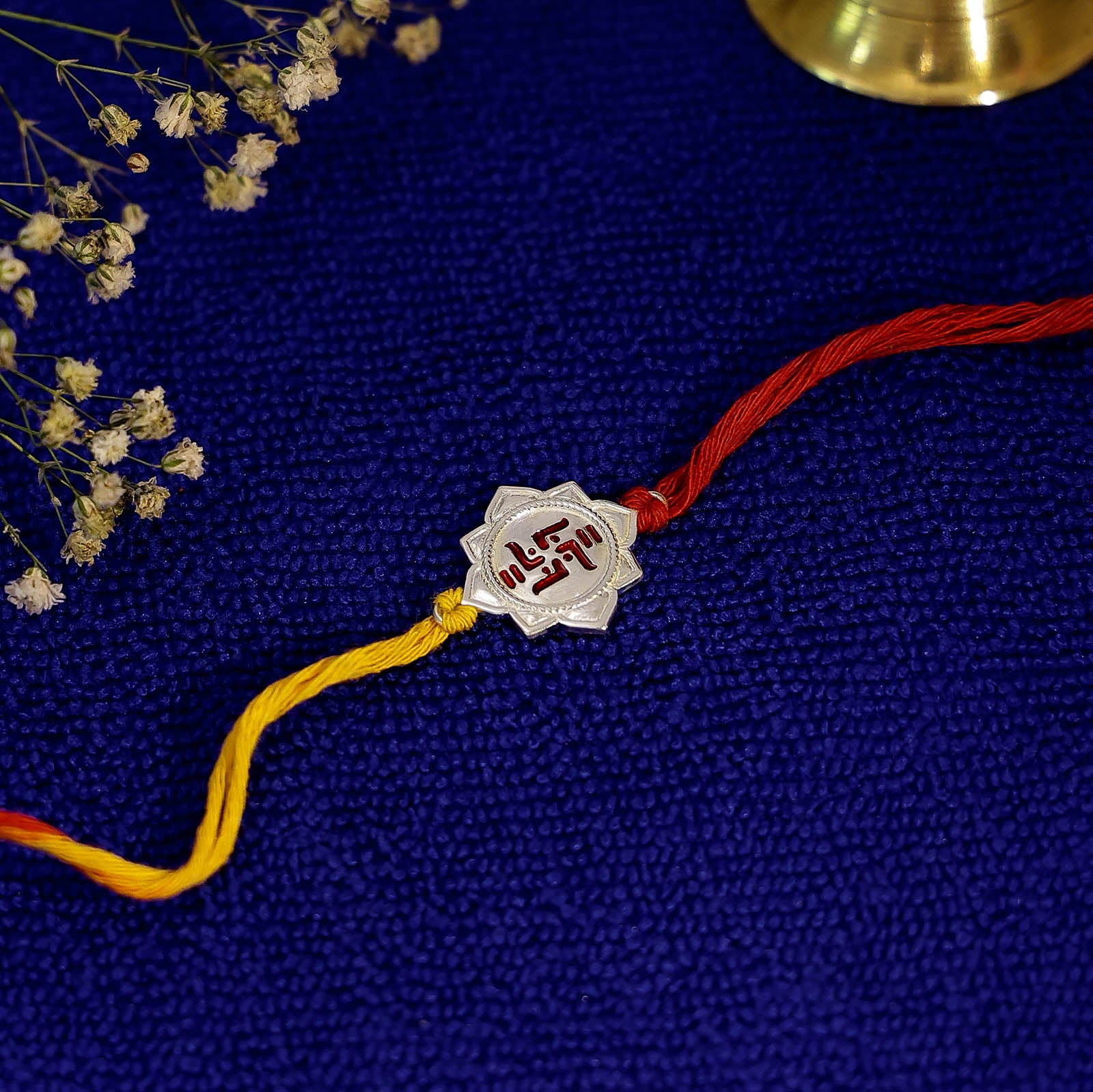 Original Silver Rakhi - Good Fortune and Blessings with Swastik - Tweov Jewels