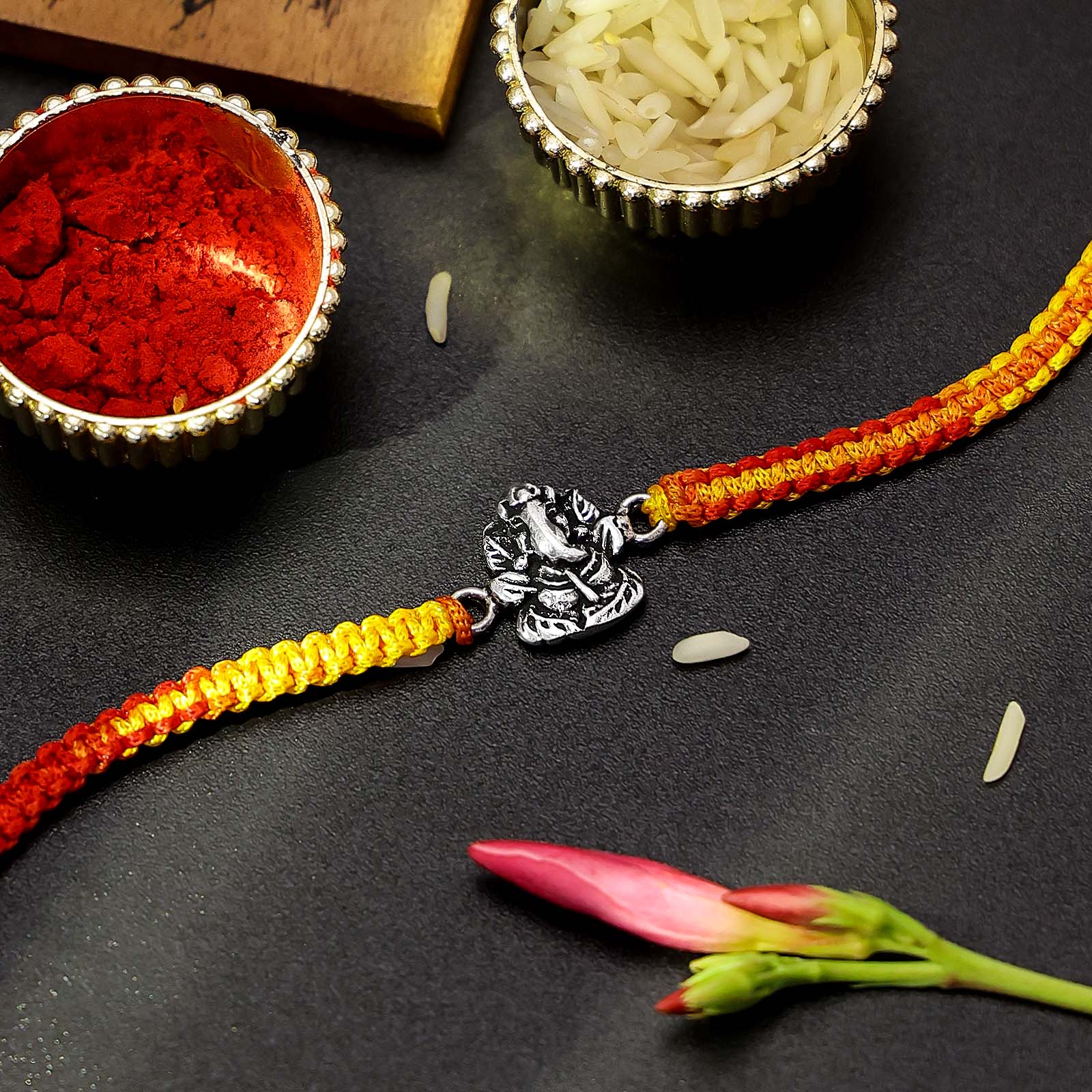 Pure Silver Rakhi - Featuring Lord Ganesha - Tweov Jewels