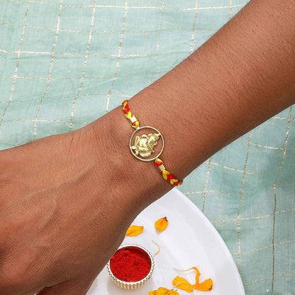 302 - Pure Silver Rakhi &#8211; Spiritual Elegance of Lord Ganesha