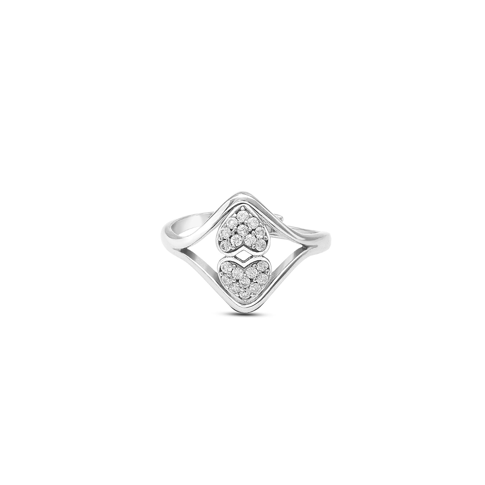 Uncategorized - Pure Silver Ring &#8211; Adjustable Two Heart Silver Ring