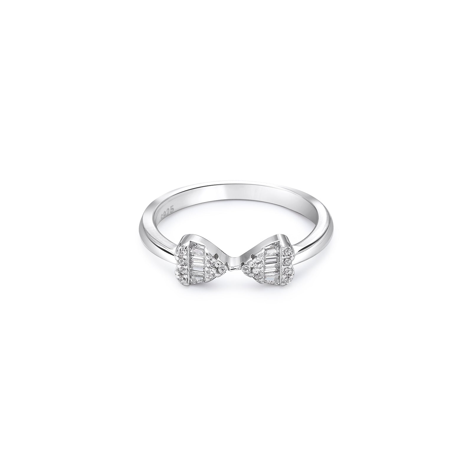 Uncategorized - Pure Silver Ring &#8211; Bow Ring with White Stone