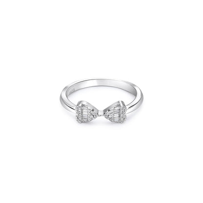 Uncategorized - Pure Silver Ring &#8211; Bow Ring with White Stone
