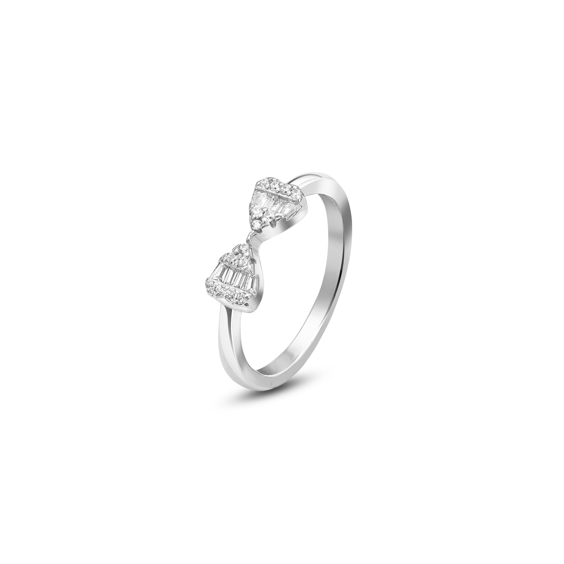 Uncategorized - Pure Silver Ring &#8211; Bow Ring with White Stone