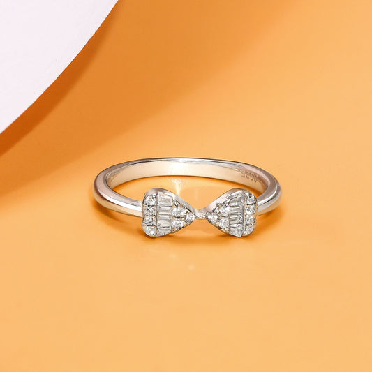 Uncategorized - Pure Silver Ring &#8211; Bow Ring with White Stone