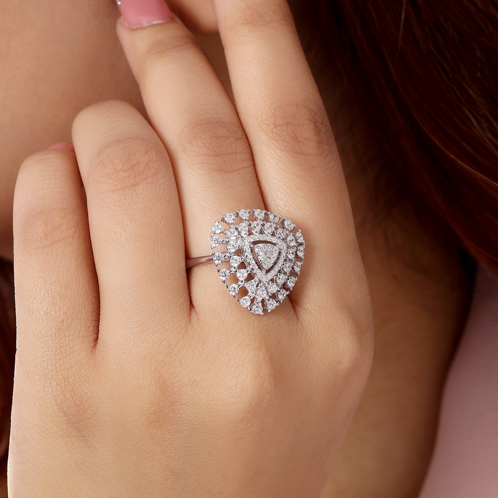 Silver Rings - Pure Silver Ring &#8211; Cocktail Stone Ring Silver