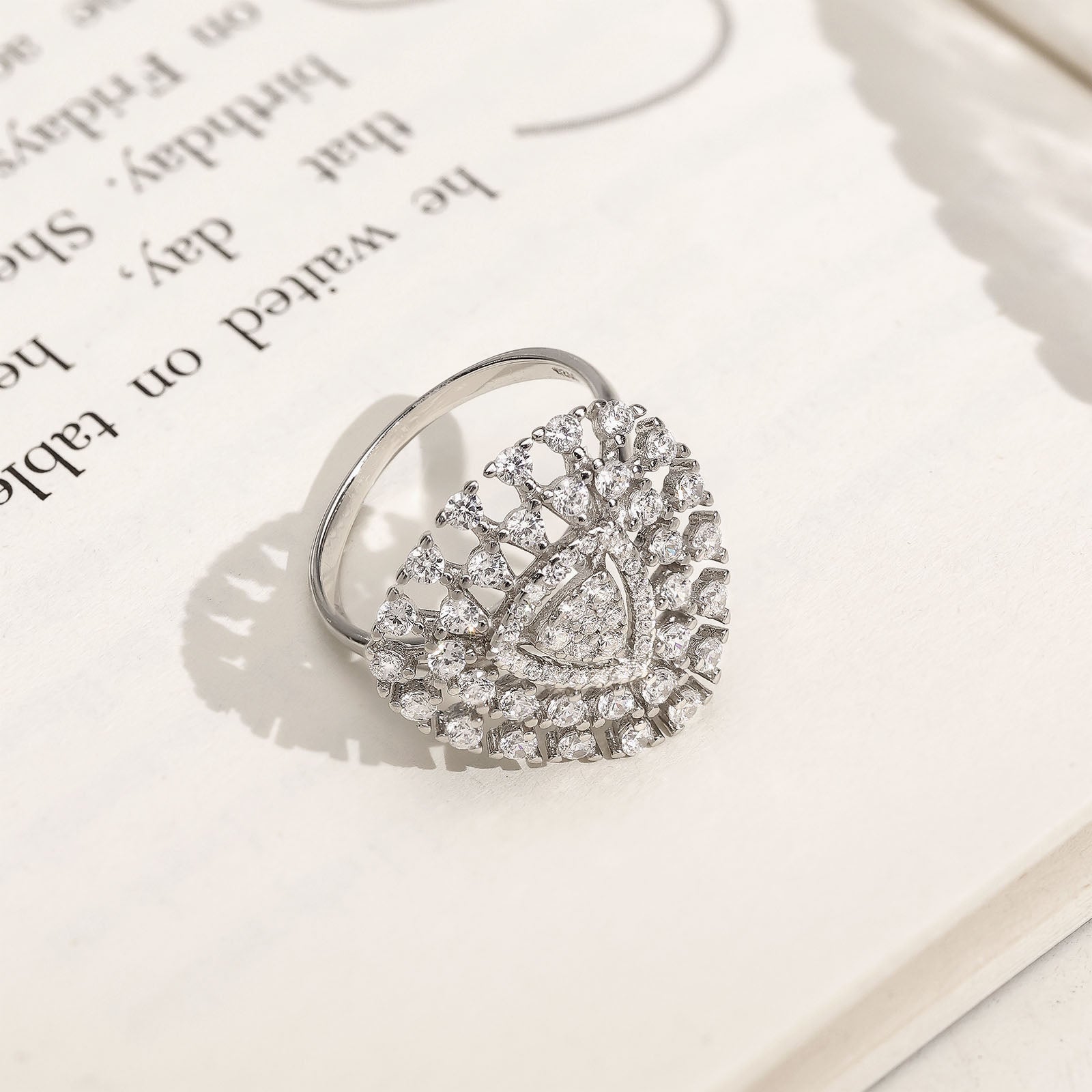 Silver Rings - Pure Silver Ring &#8211; Cocktail Stone Ring Silver