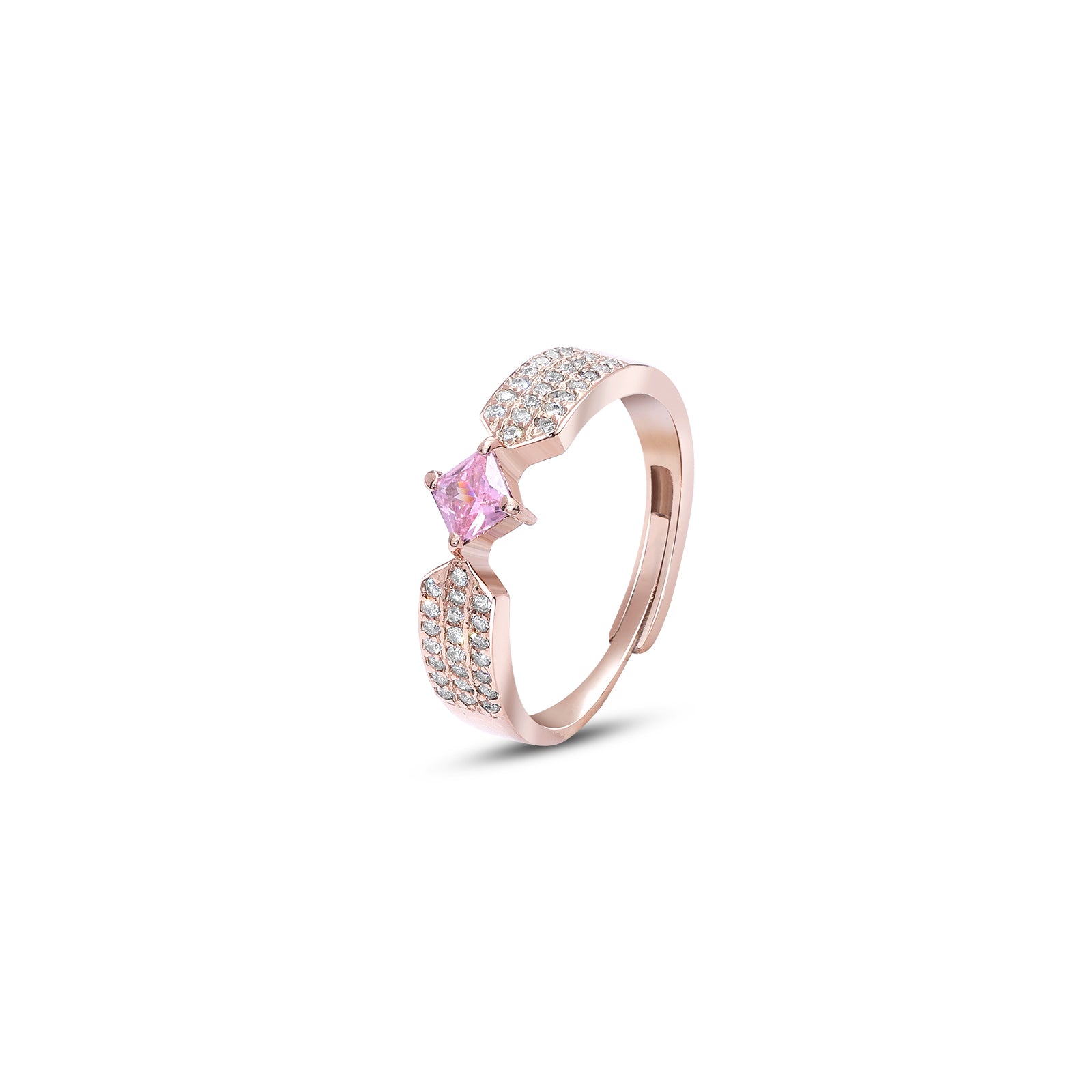 241 - Pure Silver Ring &#8211; CZ Elegance With Pink  Stone Charm
