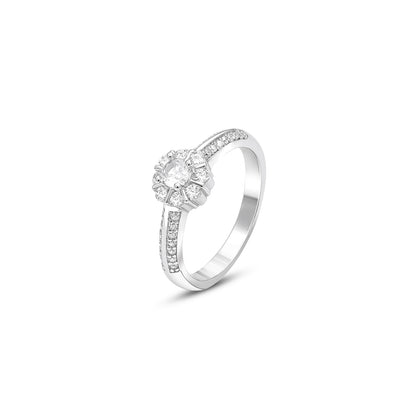 Uncategorized - Pure Silver Ring &#8211; Floral Stone Ring with Zirconia