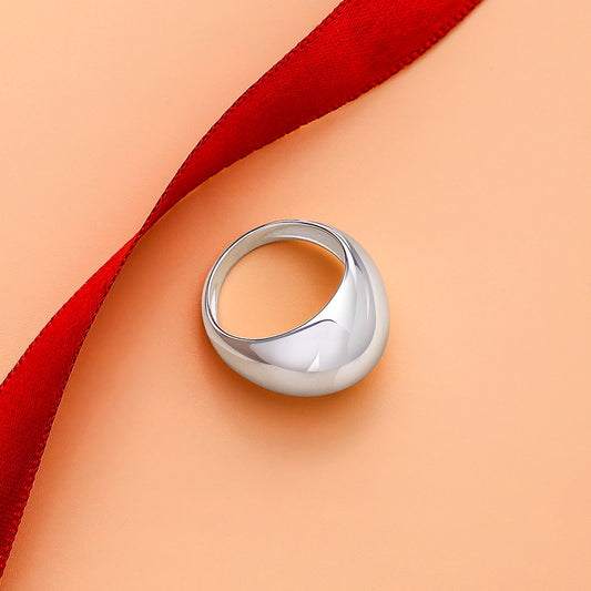 Uncategorized - Pure Silver Ring &#8211; Glossy Band With Lustre Loop