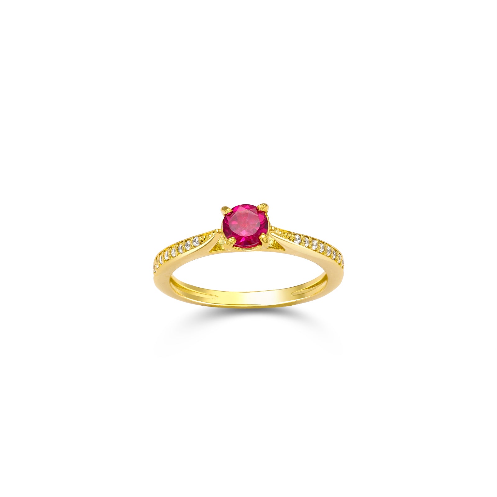 Uncategorized - Pure Silver Ring &#8211; Gold Plating Ruby Radiance
